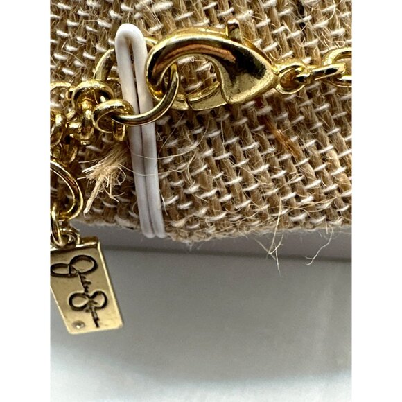 Whimsical Jessica Simpson Agate Slice Necklace Collar Gold Tone Coastal Cowgirl - Picture 3 of 6